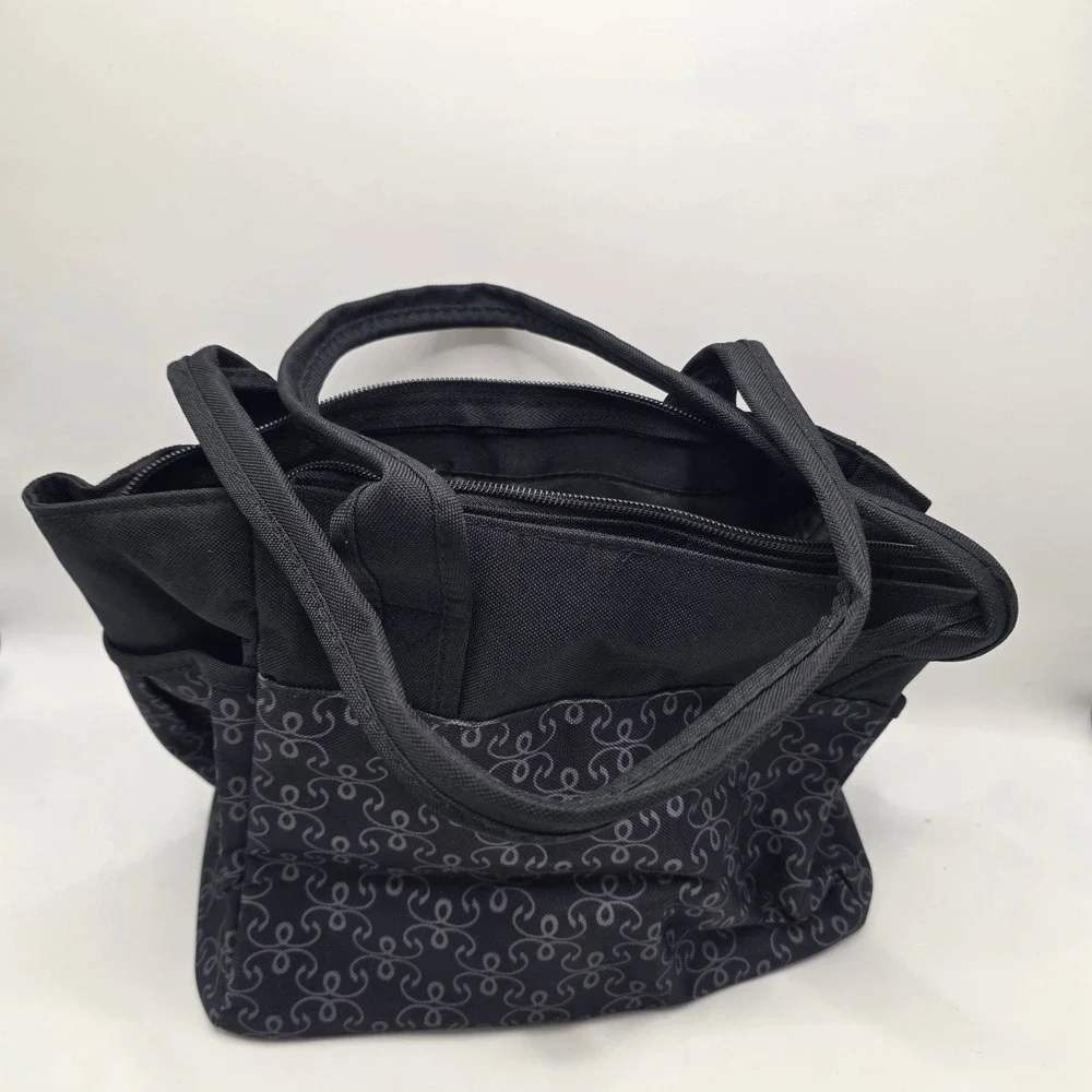 The First Years Diaper Bag Tote Unisex Black‎ Grey Swirl Canvas Travel Organizer